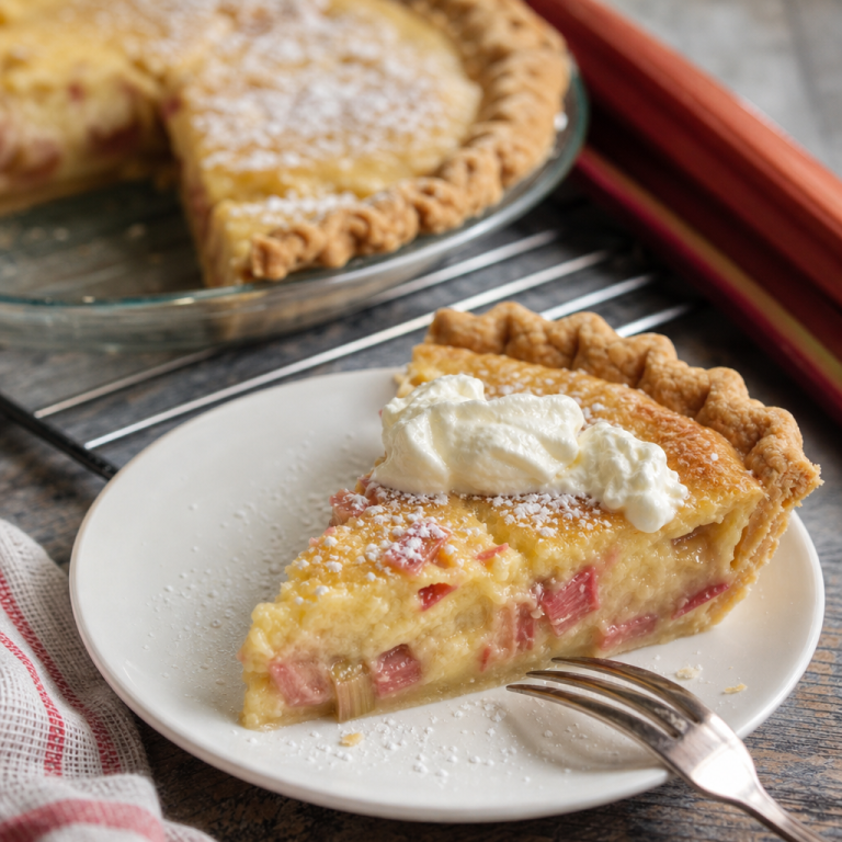 Classic Rhubarb Custard Pie Recipe – Tangy & Creamy Dessert