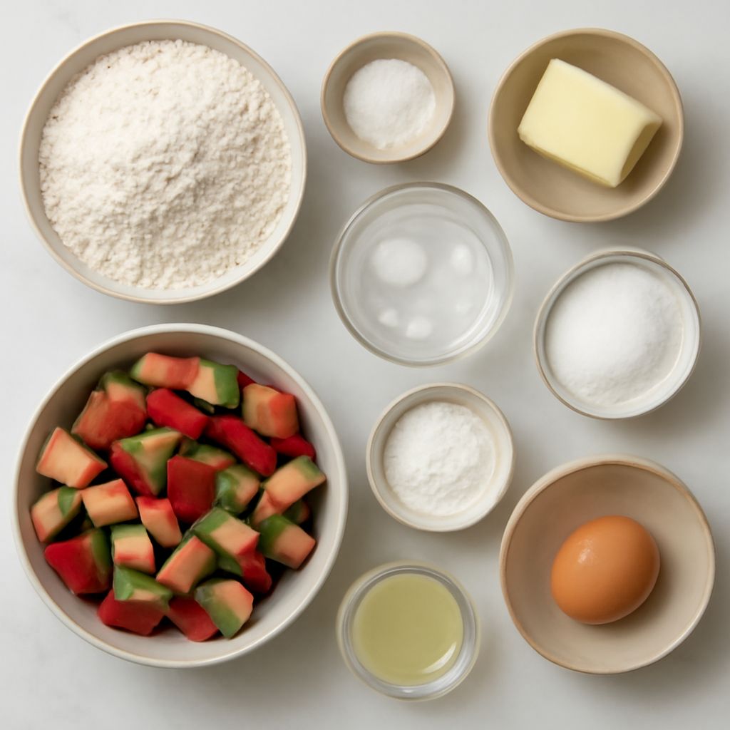 Ingredients for Classic Rhubarb Pie Recipe - Easy Homemade Dessert