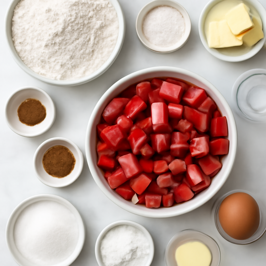 Ingredients for Classic Rhubarb Pie Recipe - Tangy and Sweet Homemade Dessert