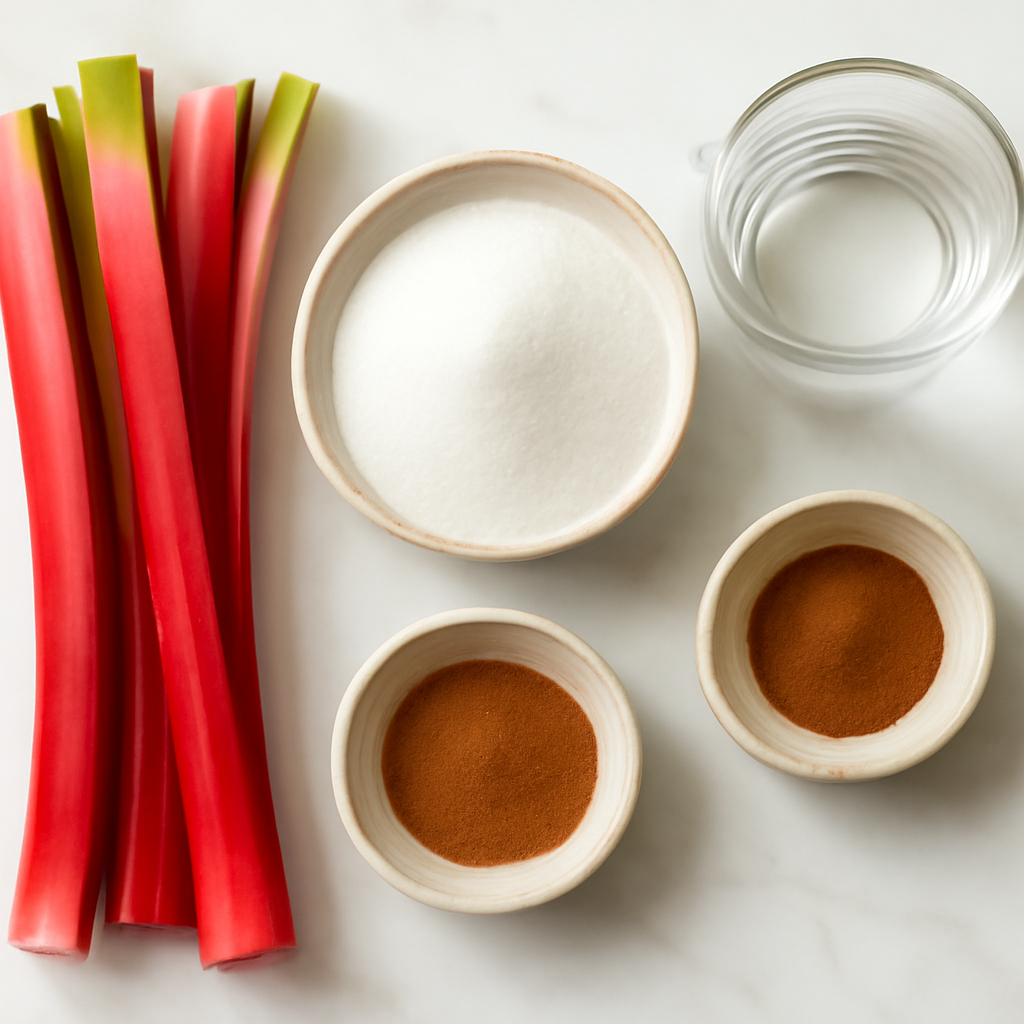 Ingredients for Easy Homemade Rhubarb Sauce Recipe - Tangy & Sweet