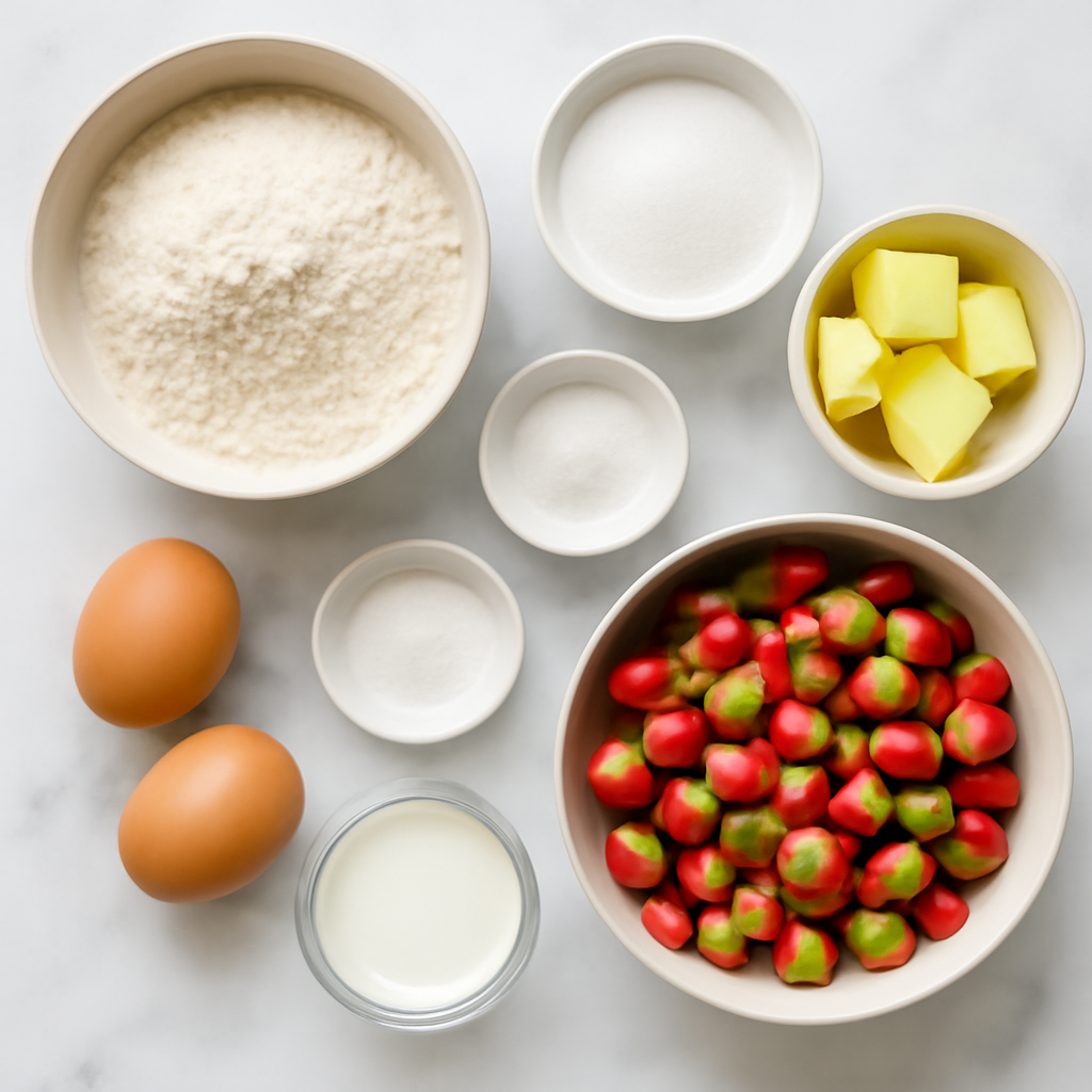 Ingredients for Easy Rhubarb Cake Recipe - Tangy and Delicious Dessert