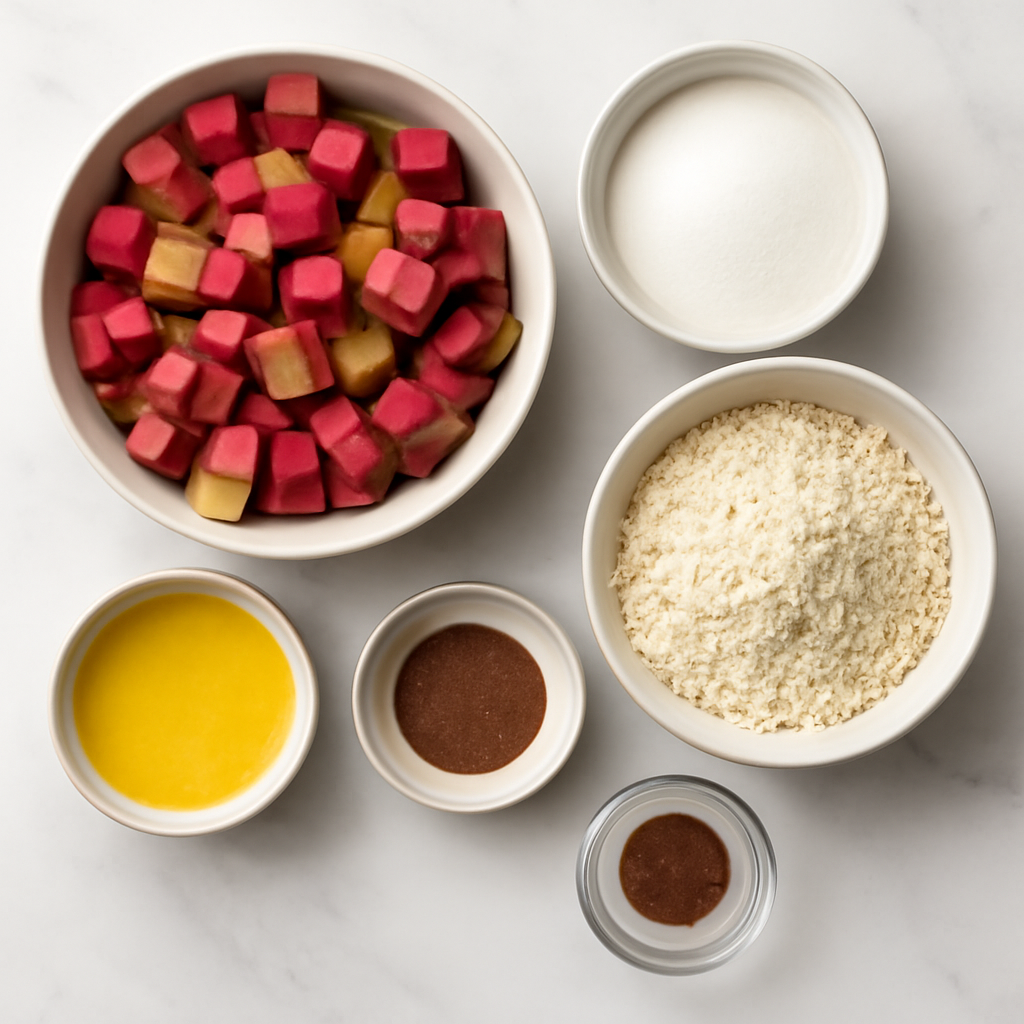 Ingredients for Easy Rhubarb Crisp Recipe - Tangy and Sweet Dessert