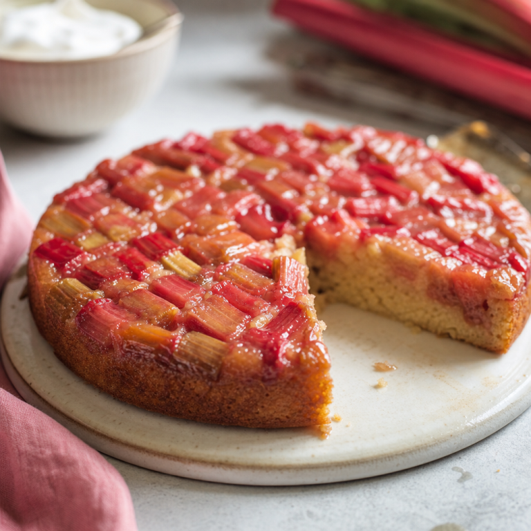 Rhubarb Upside Down Cake Recipe – Easy and Delicious Dessert