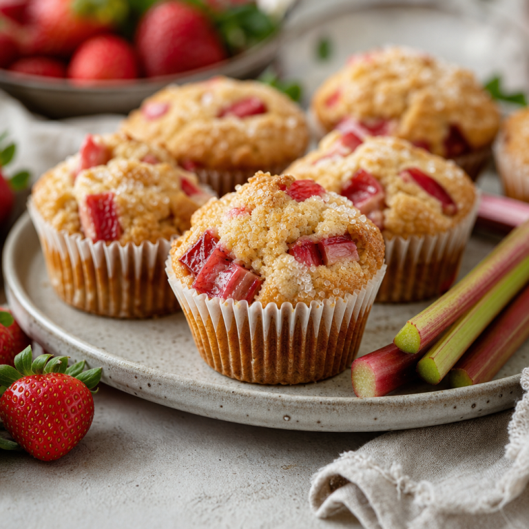 Strawberry Rhubarb Muffins Recipe – Tangy & Sweet Delight