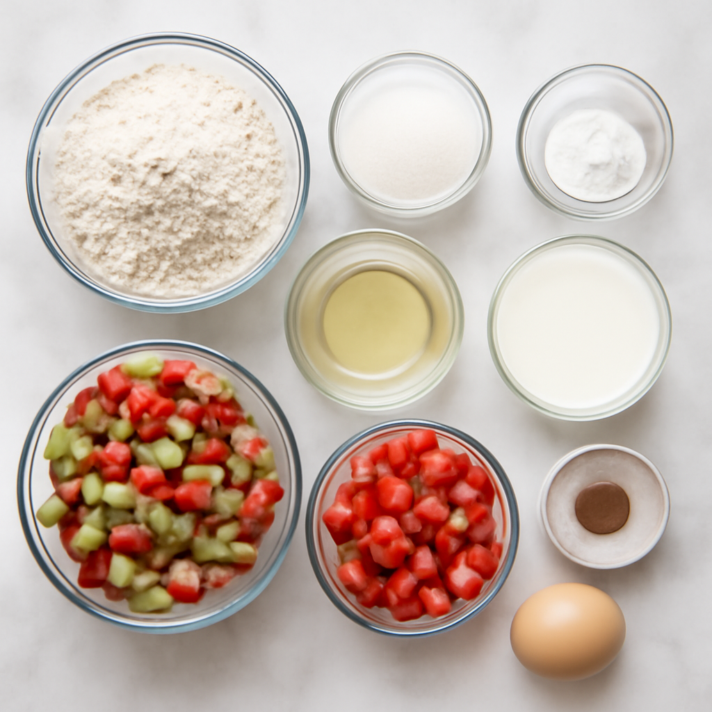 Ingredients for Strawberry Rhubarb Muffins Recipe – Tangy & Sweet Delight