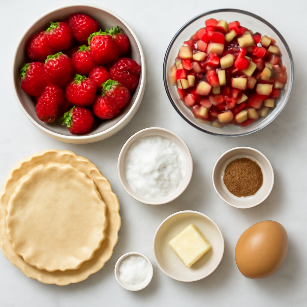 Ingredients for Strawberry Rhubarb Pie Recipe - Classic Summer Dessert