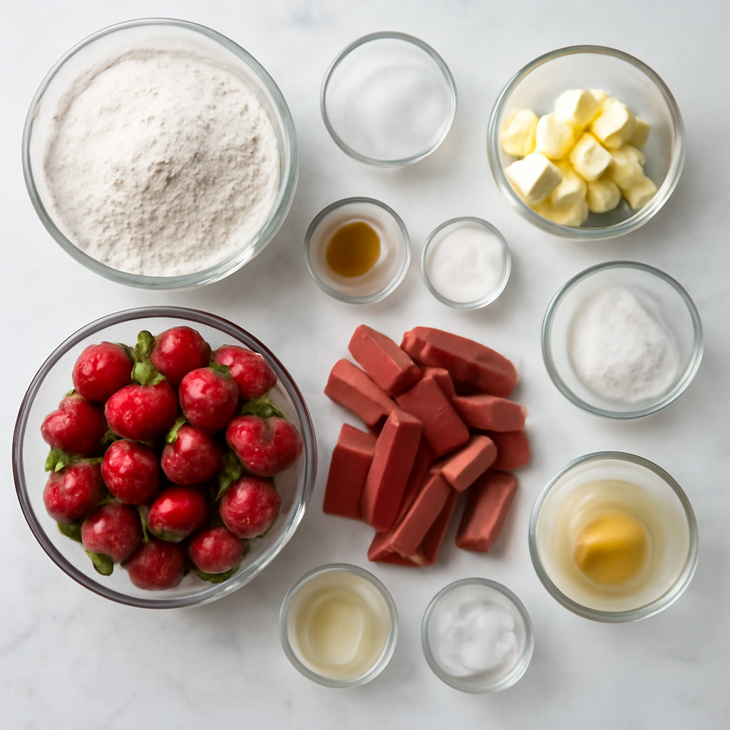Ingredients for Strawberry Rhubarb Pie Recipe - Classic Summer Dessert